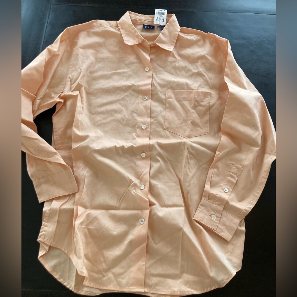 NWT GAP Vintage Womens Orange Cotton The Classic Button-Up Shirt Size Medium
